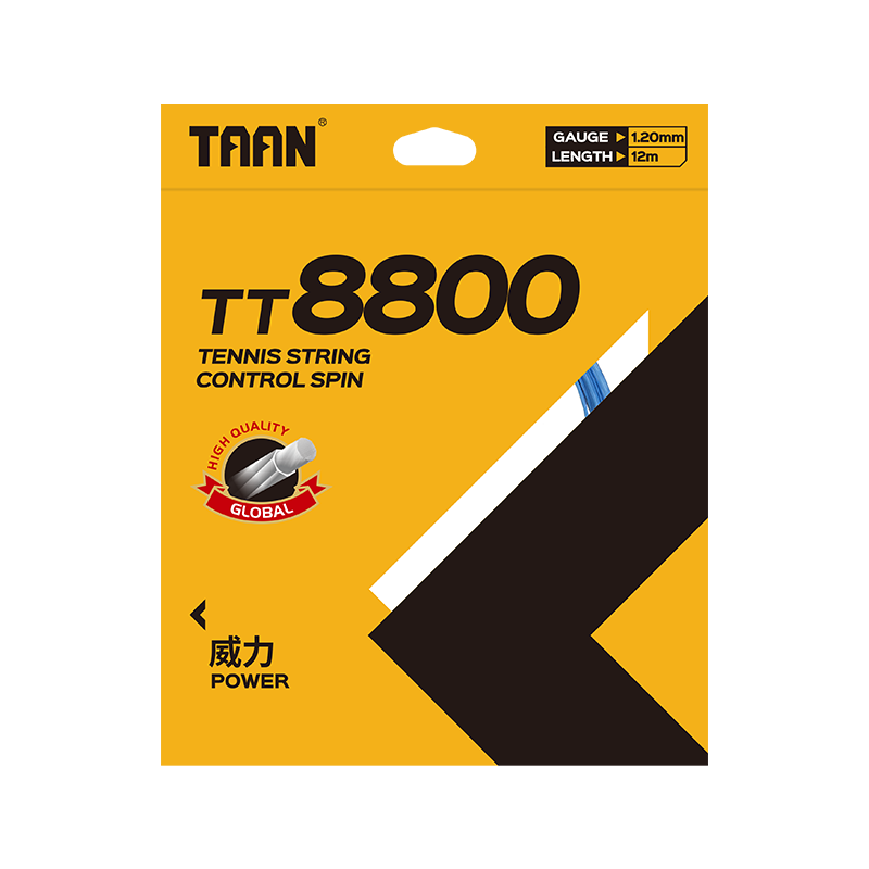 Taan Tennis String, Seven-Angle Power Polyester Hard String, Ball Control, High Elasticity, Durable, TT8800 Blue, 12M Single Pack