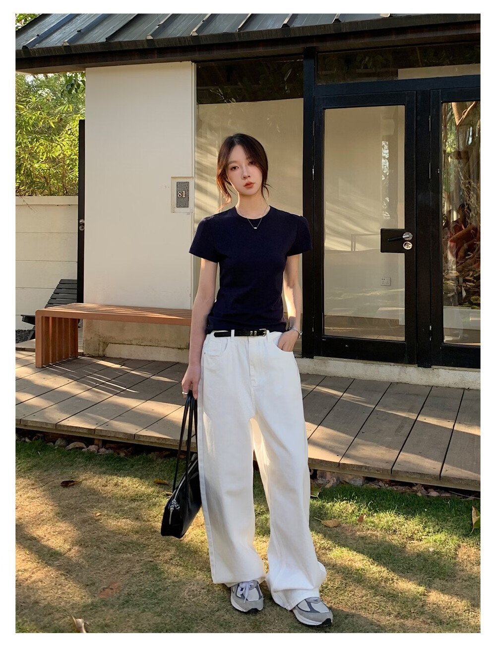 ICH MODE "Versatile Favorite" Loose Slimming Lazy Casual Straight-Leg Jeans Women's Wide-Leg Pants Light Blue S 12