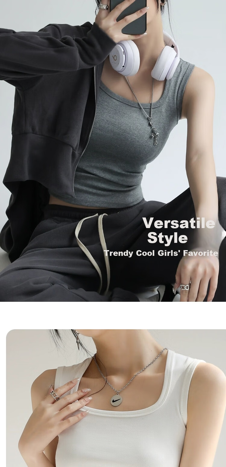 Miiow Ribbed Cotton Tank Top for Women 2026 New Wide Strap Camisole Vest Anti-Exposure Side Coverage Inner Outer Wear 5