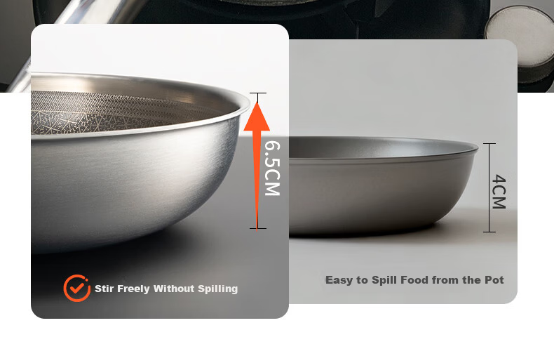 ASD Titanium Ceramic Honeycomb Stainless Steel Non-Stick Frying Pan, Fluorine-Free Coating, Egg and Steak Pan, Compatible with Induction Cookers, Model 28E6 11