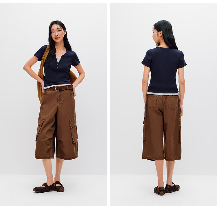 Semir Mall Style | Women's Summer Short Sleeve T-Shirt, Short Colorblock Fake Two-Piece, 2026 Shoulder Top 101326100004 27