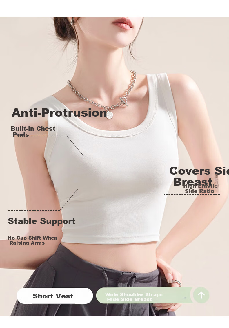 Urban Beauty Women's Camisole Vest Spring Summer Integrated Bra with Padding Solid Thin Base Layer Backless Underwear Outerwear Top 4