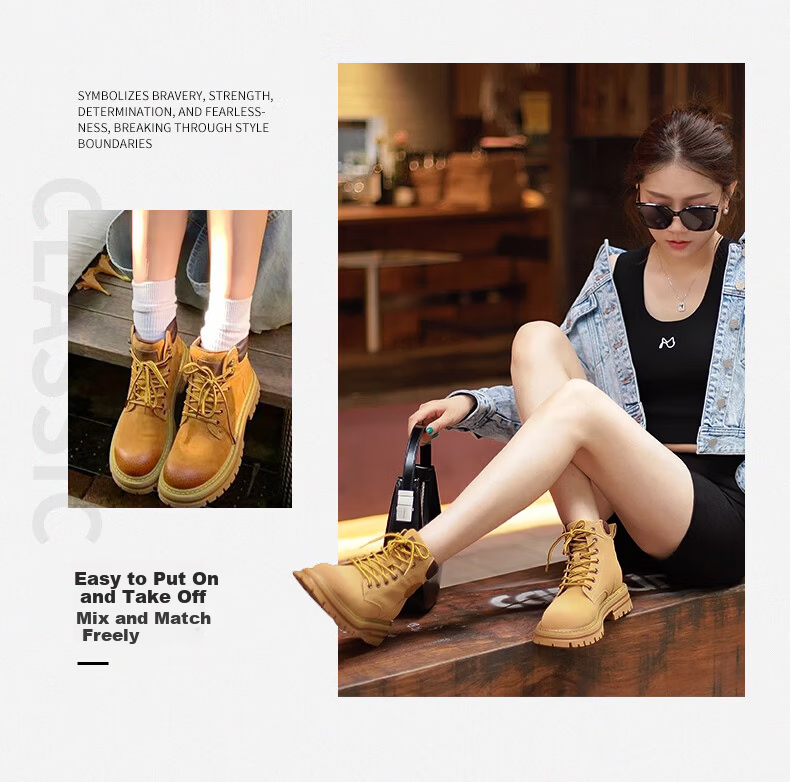 CAMEL Hill Classic Yellow Suede Martin Boots Outdoor Work Boots L23W076065 Pink Size 37 9
