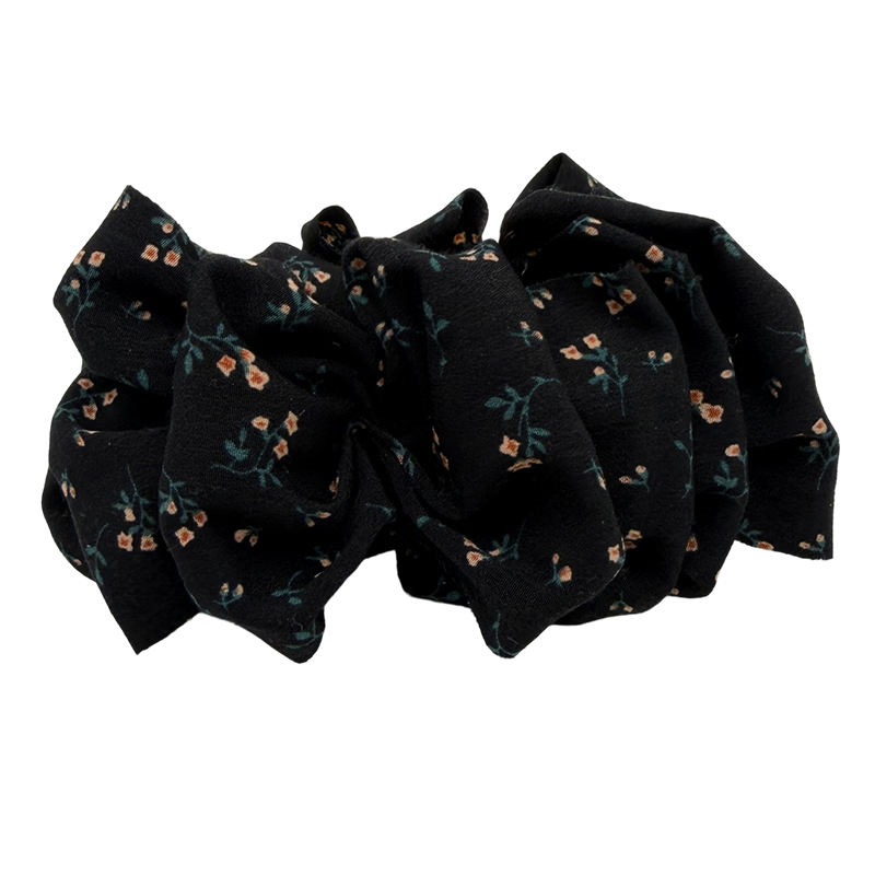 BAISHANGYITE Banana Clip Cloud Bubble Twist Clip Black Floral Hairpin Hair Claw Ponytail Vertical Hair Accessory
