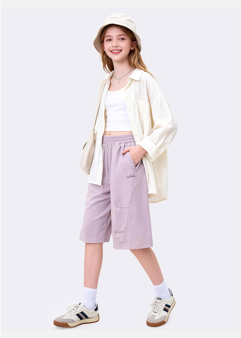Disney Girls Summer Thin New Children's Five-Point Pants Big Kids Teen Casual Shorts 10136 Heather Gray 130 2