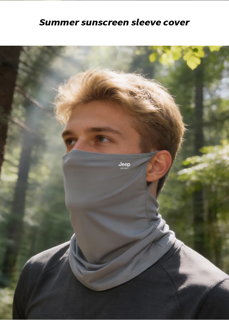 JEEP SPIRIT Men's Summer Full Face Ice Silk Sun Protection Mask Women's UV Protection Cycling Face Cover KZ00117 Black 14