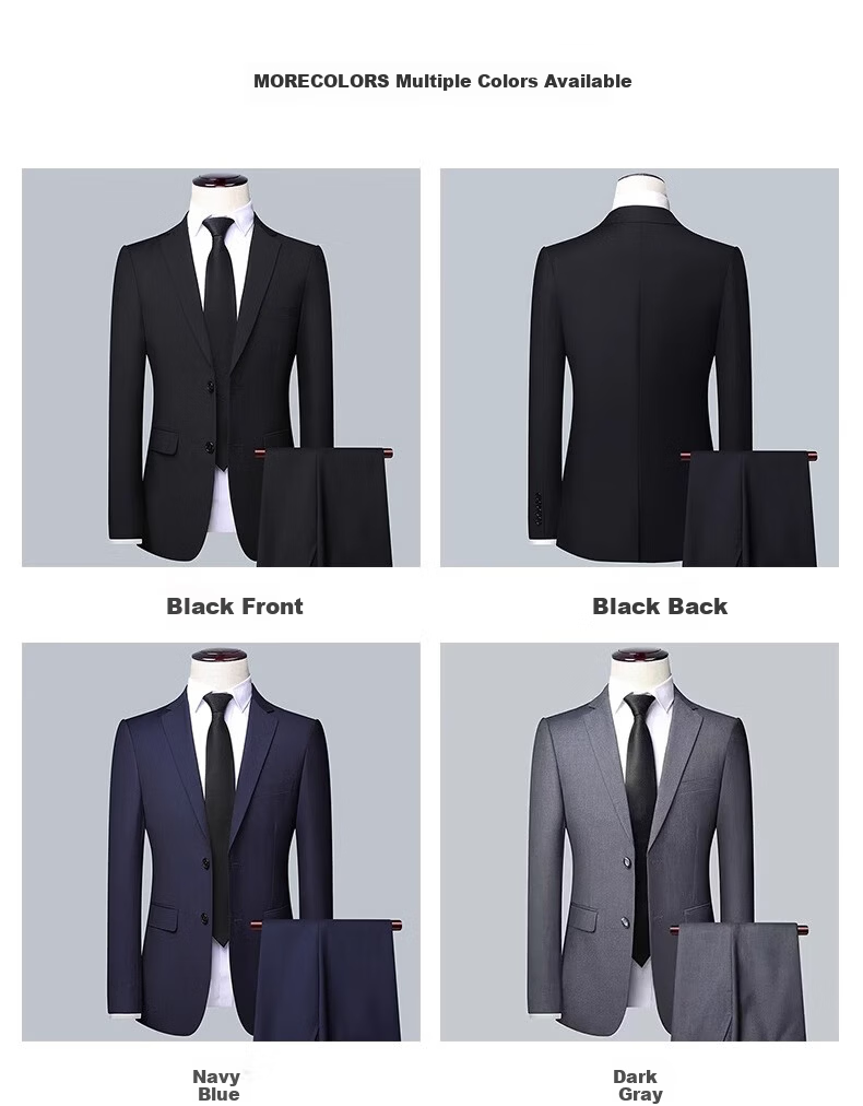 ROMON Men's Slim Fit Business Suit Groom Wedding Tuxedo Black 2XL 5