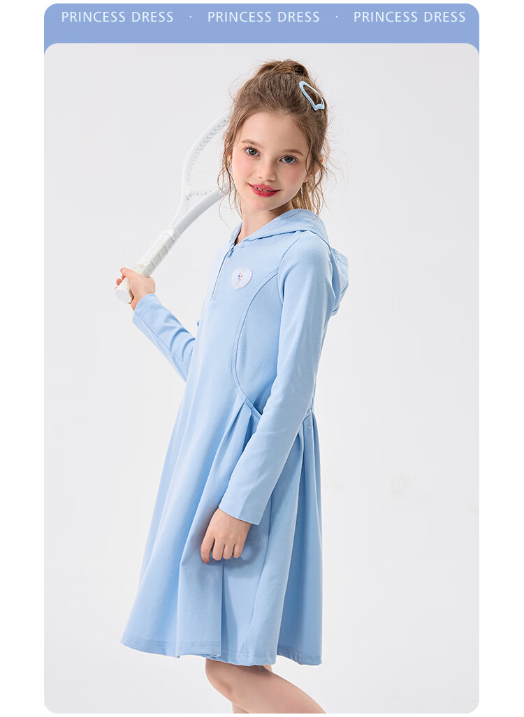 Disney Girls' Dress Spring 2026 New POLO Hooded Sweatshirt Dress Long Sleeve Sports Casual Dress 14