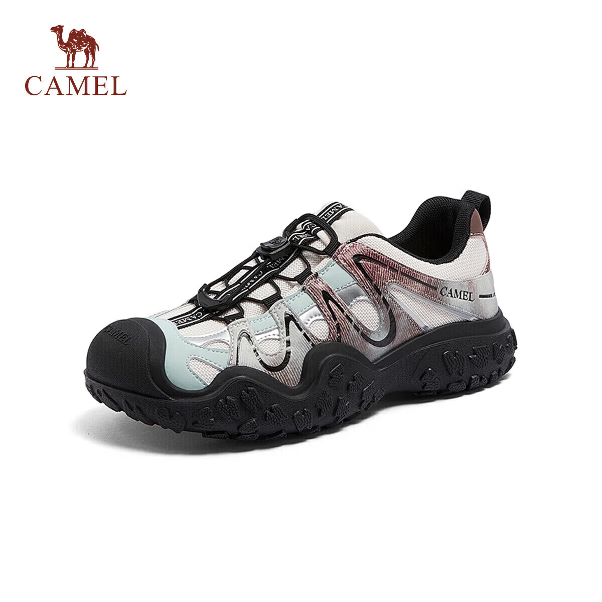 CAMEL Aurora Ugly Cute Women's Outdoor Hiking Shoes Colorblock Thick Sole Casual Shoes L26S202026A Beige/Green/Brown Size 36