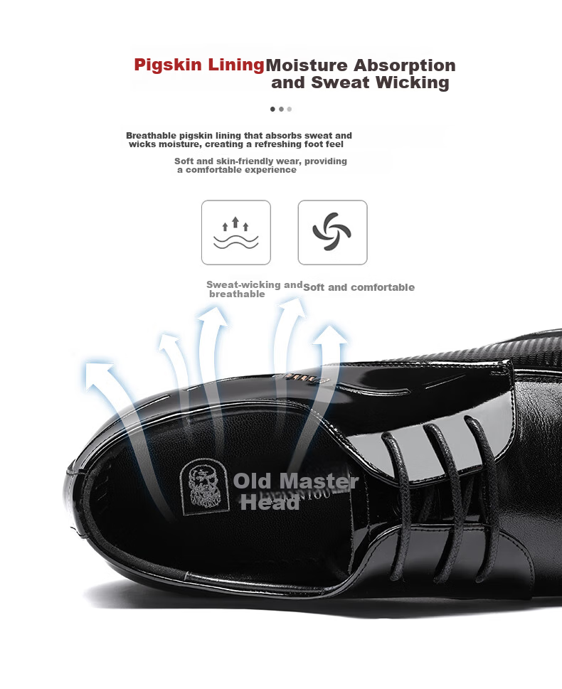 LAORENTOU Men's Business Dress Shoes First Layer Cowhide Non-Slip Small Size Invisible Height Increasing Shoes 1313A036 Black 36 7