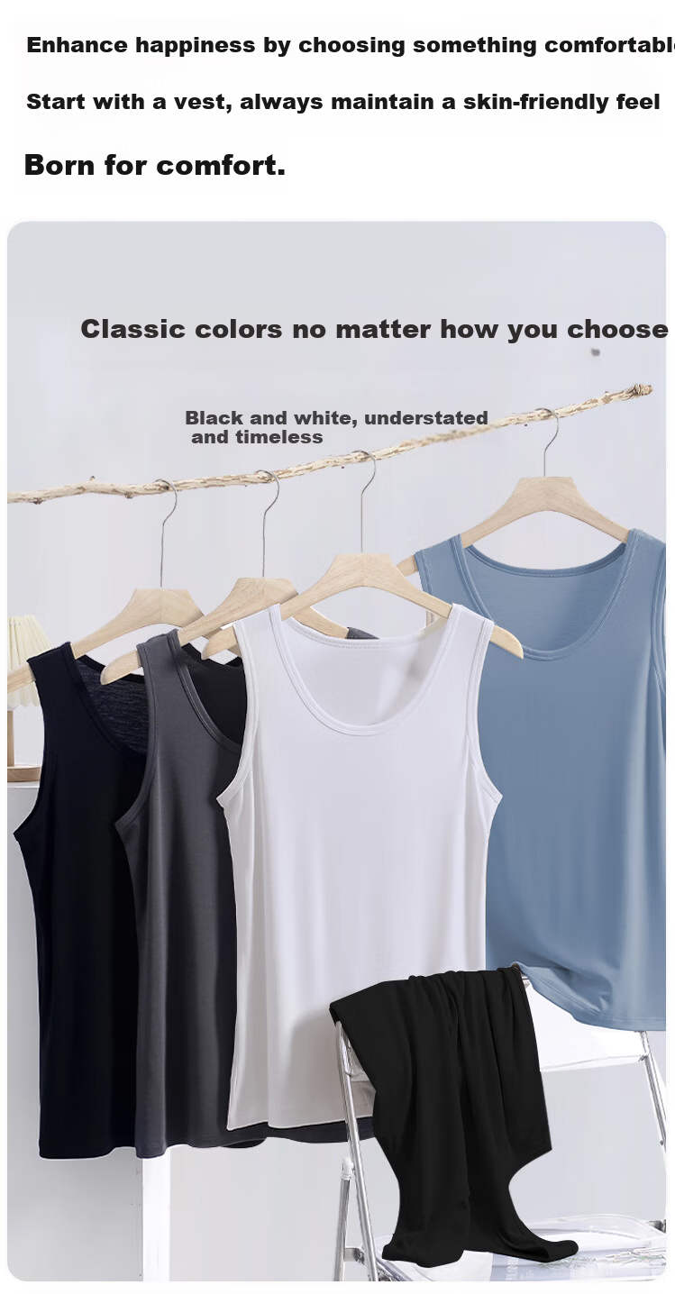 XUEXIMAN Men's Summer Thin Natural Bamboo Fiber Breathable Lightweight Slim Fit Stretch Sports Fitness Base Vest 4