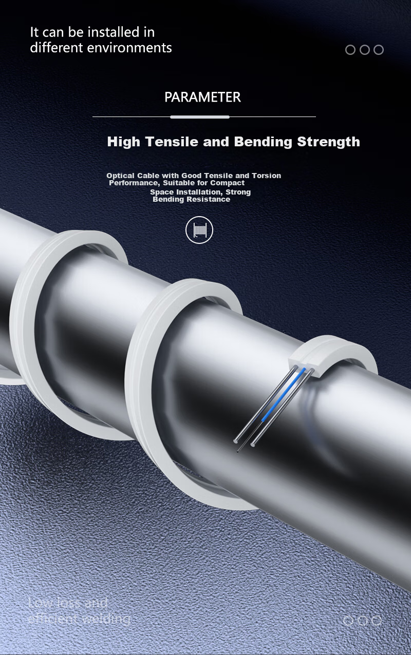Guanghang Telecom Grade Outdoor Fiber Optic Patch Cable SC-SC Indoor Single Mode Duplex 100m 2-Core 2-Steel Wire Low Smoke Zero Halogen Fiber Drop Cable GH-SCSC-2100 3