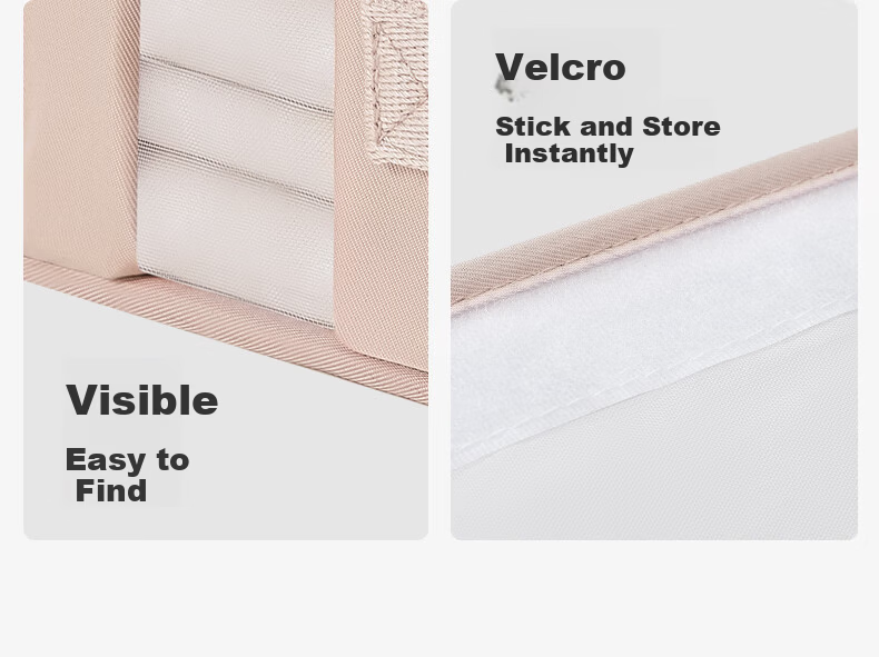 EACHY Bed Sheet and Duvet Cover Four-Piece Set Storage Box - Foldable Fabric Storage Bin in Wood Peach Pink, Extra Large 4