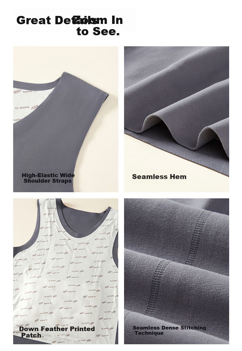 Langsha Men's Thermal Vest 90% White Duck Down Filled 10A Antibacterial Camellia Oil Cold-Resistant Heating Base Layer Winter Vest 22