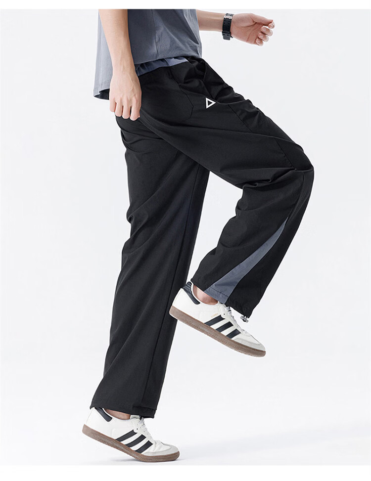 JEEP SPIRIT Men's Colorblock Casual Pants Summer Ice Silk Quick-Dry Outdoor Loose Straight-Leg Trousers Military Green 3XL 15