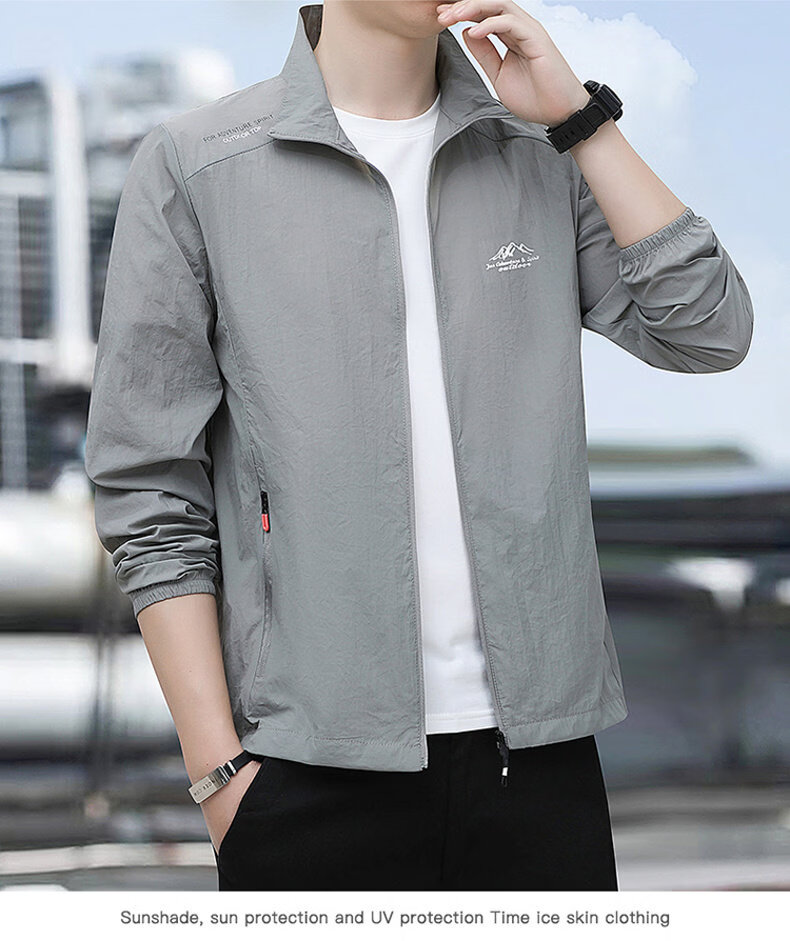 RED DRAGONFLY Men's Sunscreen Jacket Fashion Simple UPF50+ Cooling Lightweight Breathable Comfortable Versatile Skin Jacket 15