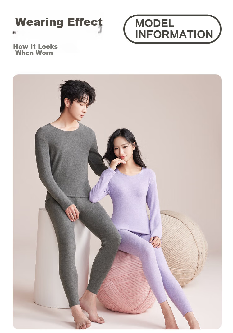 Hodo Home Seamless Thermal Underwear Set for Women Autumn Winter Color-Spun Fleece with Cashmere and Mulberry Silk 16