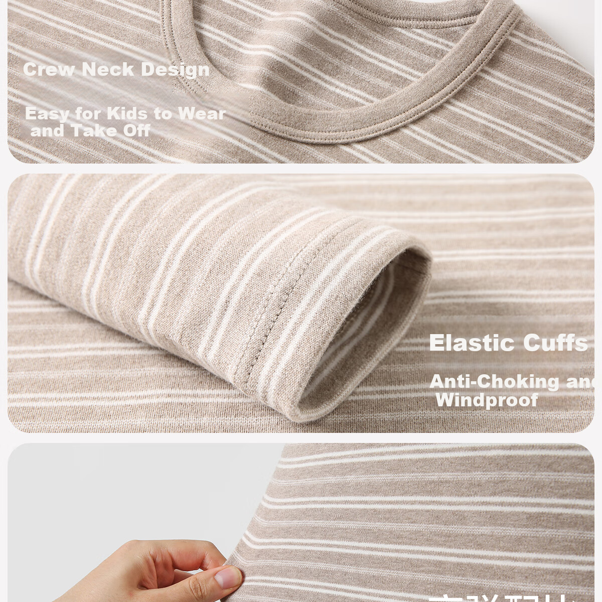 COCO SMART Men's Autumn Thermal Underwear Set Children's Lightweight Class A Antibacterial Cotton Sweater Large Kids Youth Student Warm Underwear 15