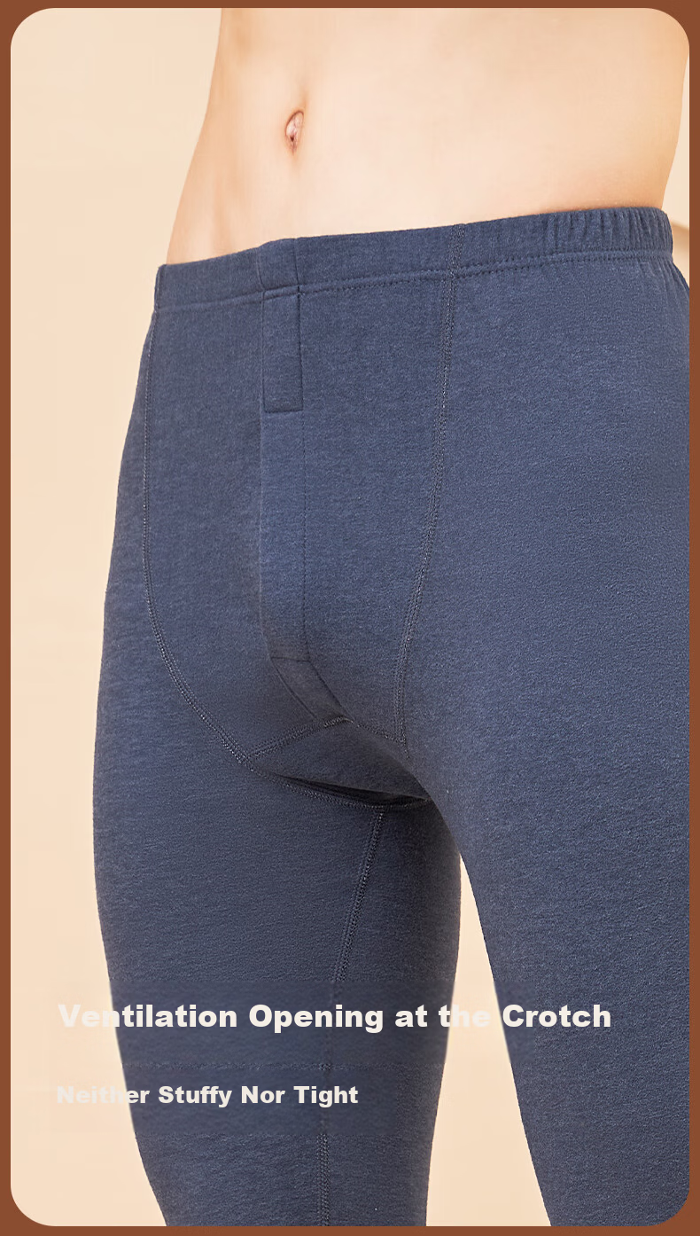 LangSha Men's Thermal Autumn Pants Mulberry Silk 10A Antibacterial Mite-Resistant Seamless Knit Cotton Thin Base Layer Pants 10