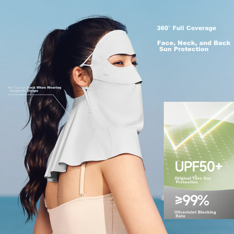 Beneunder Full Face Sunscreen Mask Extended Neck Protection Lightweight Seamless Breathable Face Bikini for Cycling