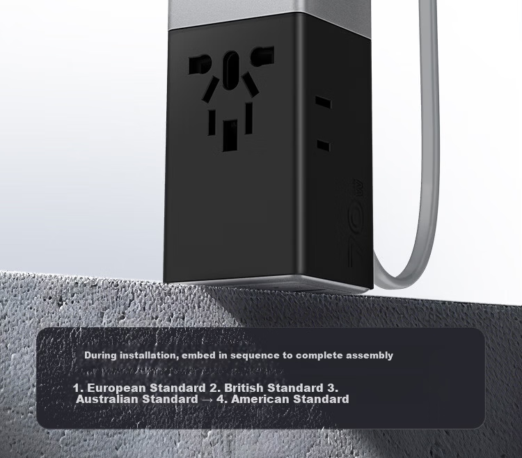 BULL 20W Gallium Nitride Fast Charging Multi-Country Socket, Global Travel Adapter Plug, Self-Contained Cord for Overseas Trips, Business Trips, And Study Abroad, Anti-Drop Multi-Outlet Plug, European Standard, American Standard, Australian Standard, British Standard 5