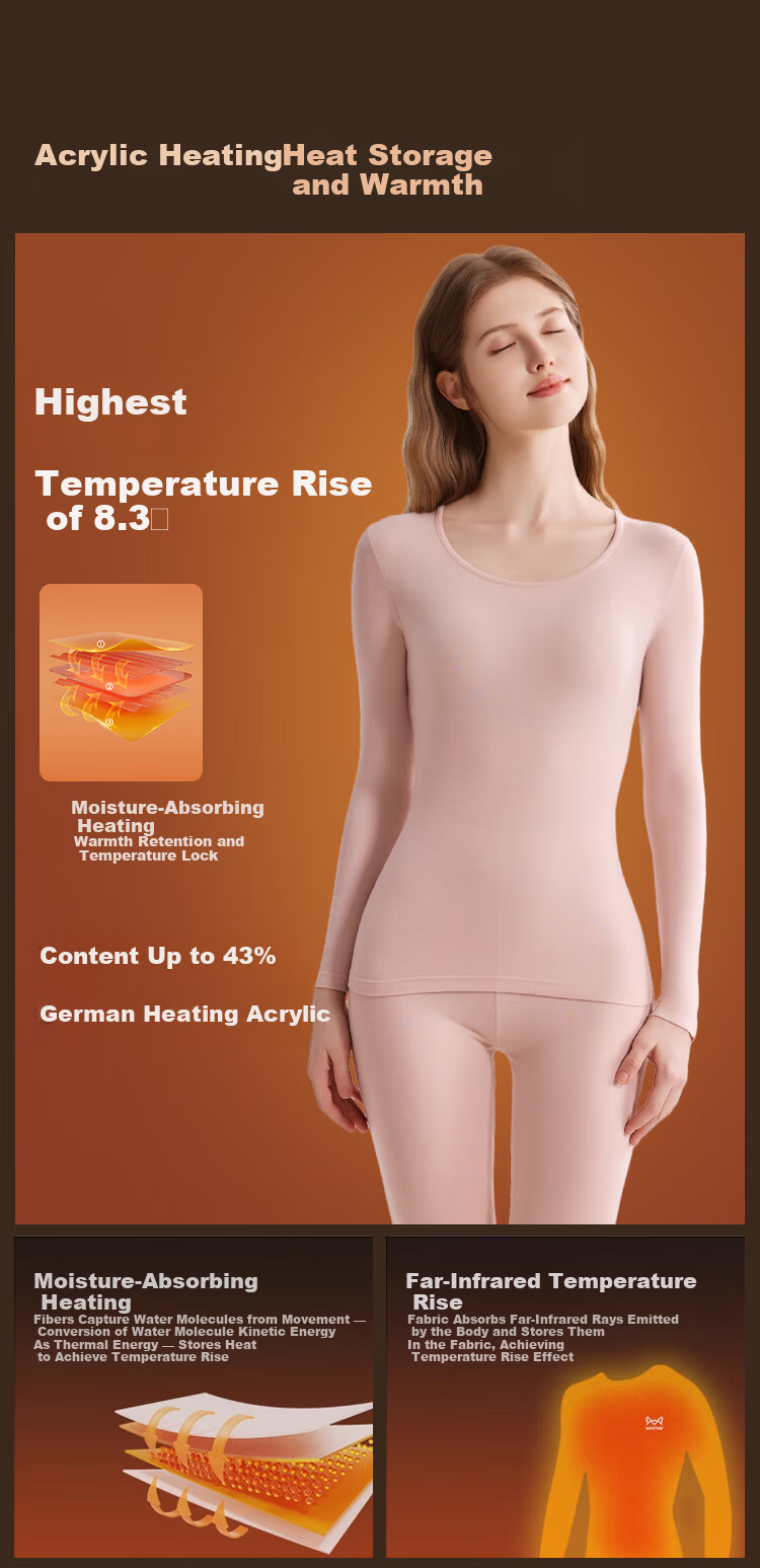 Miiow Men's Thermal Underwear Set Polyester, Terylene Wool, Acrylic Heat Retaining Thin Autumn Long Johns and Shirt 6