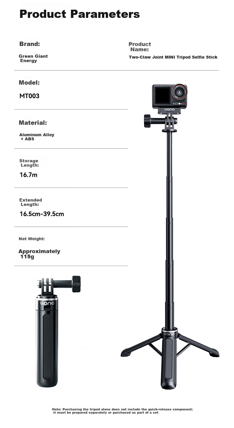 Llano DJI Action6/5Pro/4 Handheld Selfie Stick Mini Portable Extension Rod AcePro2/Gopro13/12 Sports Camera Mount Tripod Accessory 6