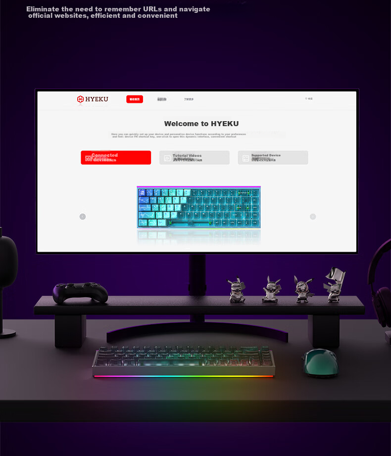Hyeku MAG68 Magnetic Axis Custom Mechanical Keyboard Wired Hot-Swappable Aluminum Alloy 68-Key Kailh Glutinous Rice Switch Aurora RT Mode 22