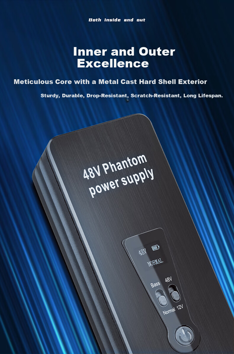 Depusheng 48V Phantom Power Supply Charger Professional Recording Condenser Microphone Audio Interface Power Adapter for Recording Singing Dubbing Large Diaphragm Microphone Stable Buffer Outdoor 12V 9