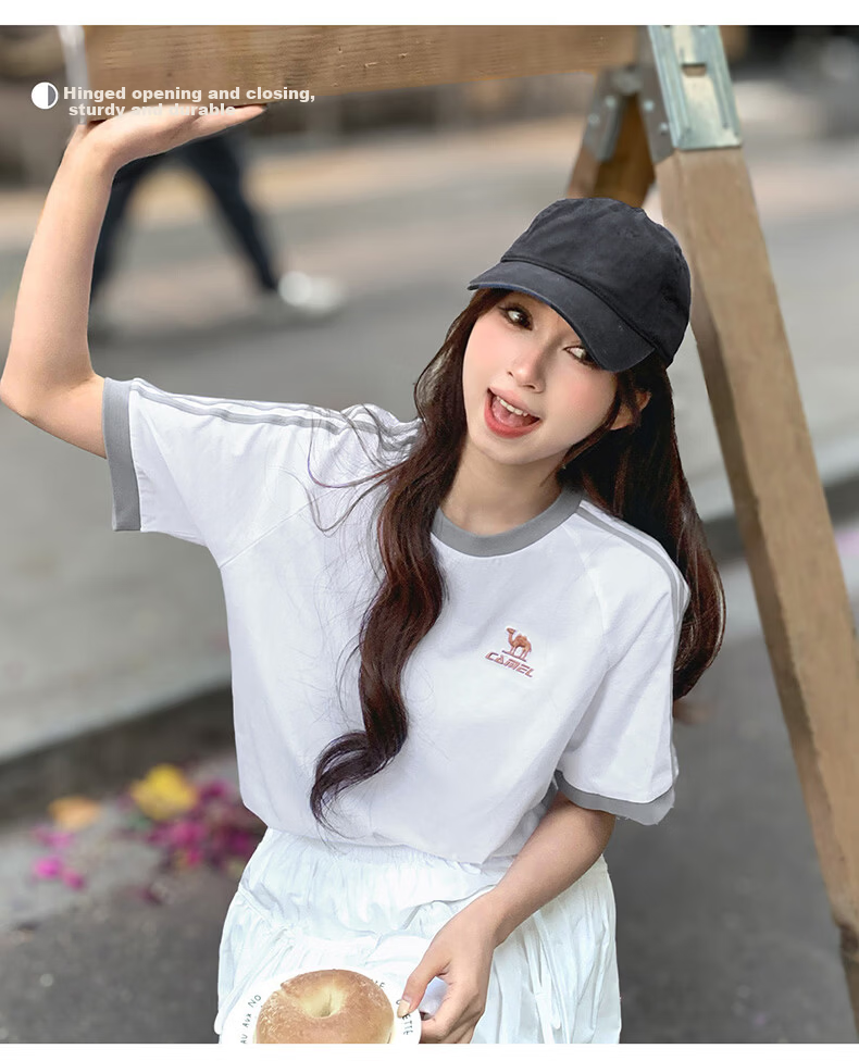 CAMEL Dilireba Style Pure Soft Cotton Oversized Unisex Short Sleeve T-Shirt C36BAXLN090A Dark Blue S 20