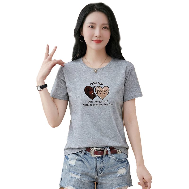 AEMAPE Summer New Women's T-Shirt Loose Slim Fit Middle-Aged Mom Fashion Round Neck Short Sleeve Casual Stylish Top