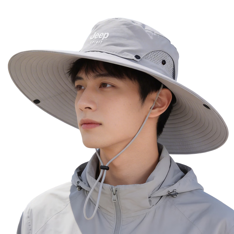 JEEP SPIRIT Men's Summer Outdoor Fishing Sun Protection UV Shielding Bucket Hat YF2195 Dark Gray