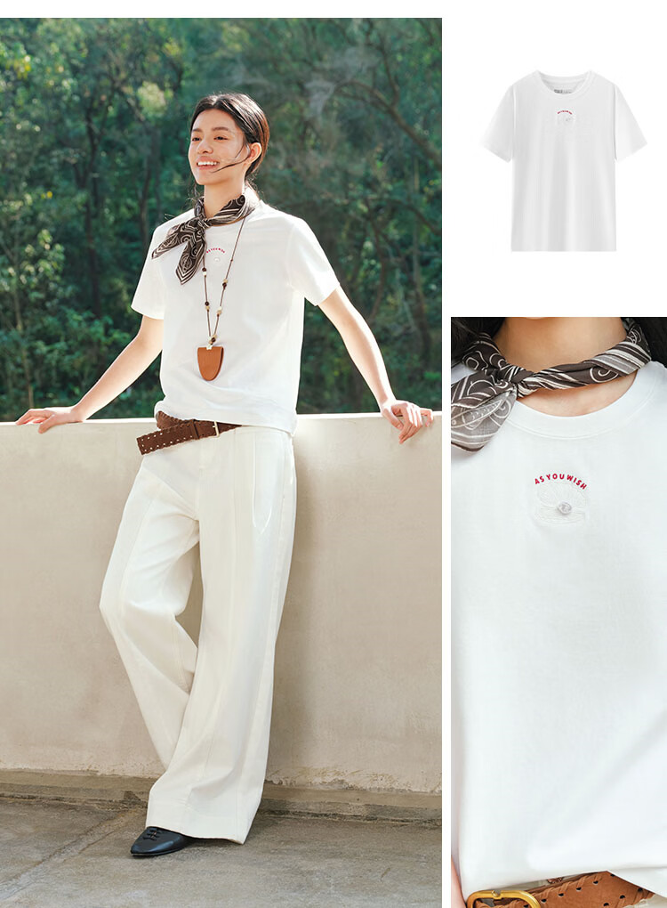 Semir Senrou Women's Summer Short Sleeve T-Shirt Casual Pullover Embroidered Round Neck 2026 Mall Style 101326100006 3