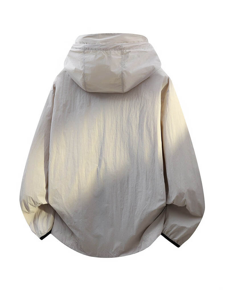 :CHOCOOLATE IT Summer Lightweight Casual Breathable Sun Protection Skin Jacket Unisex Loose Hooded Coat Light Khaki S 10