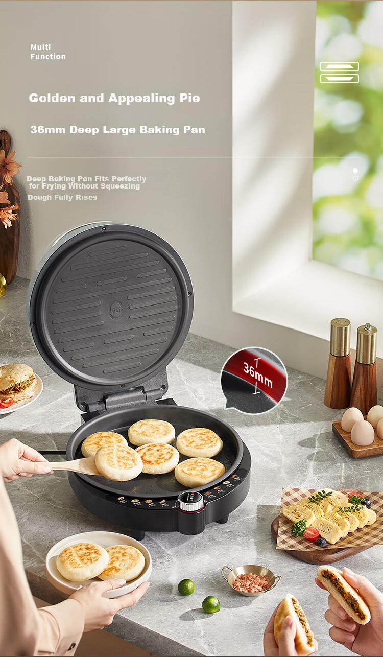 Liven Stainless Steel Electric Griddle for Home Use, Non-Coated, 38mm Deep, 1800W Double-Sided Heating, Pancake Maker, Uncoated Electric Frying Pan, Breakfast Machine LR-B3097 13