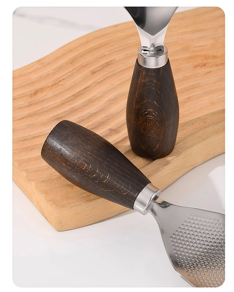ZhaiQingSong Stainless Steel Rice Scoop with Wooden Handle, Non-Stick Heat-Resistant Rice Serving Spoon for Rice Cooker, Home Use 5