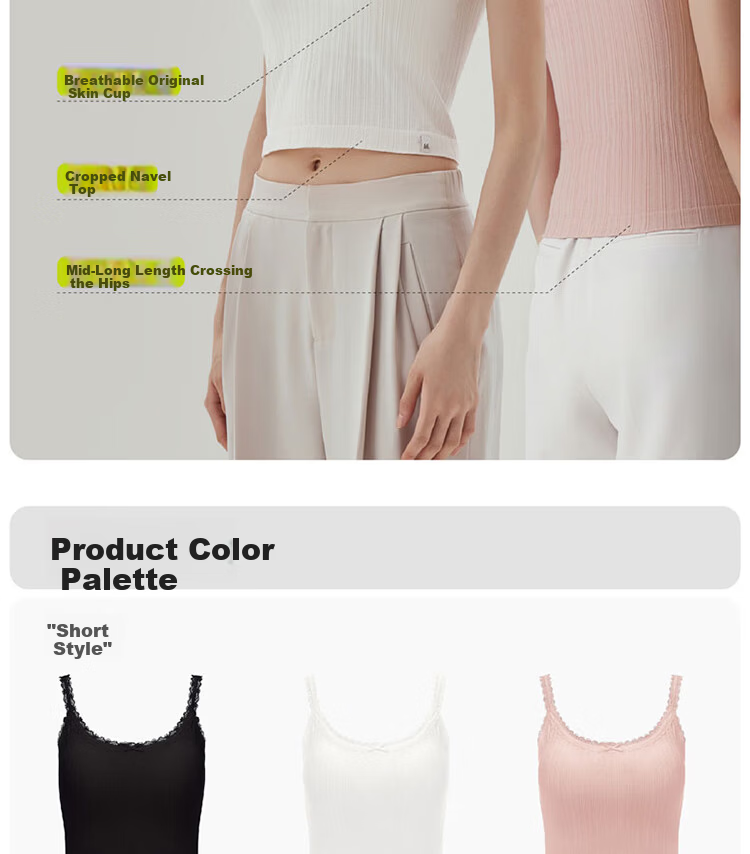 Banlian Lace White Padded Camisole Women's Summer New Strap Vest Bra-Free Backless Outerwear Top 26