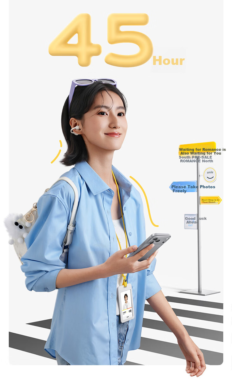Baseus BC1 Lite 2026 Latest Bluetooth Ear Clip Open-Ear Sports Headset Long Battery Life Ear-Hanging Starry Blue 13