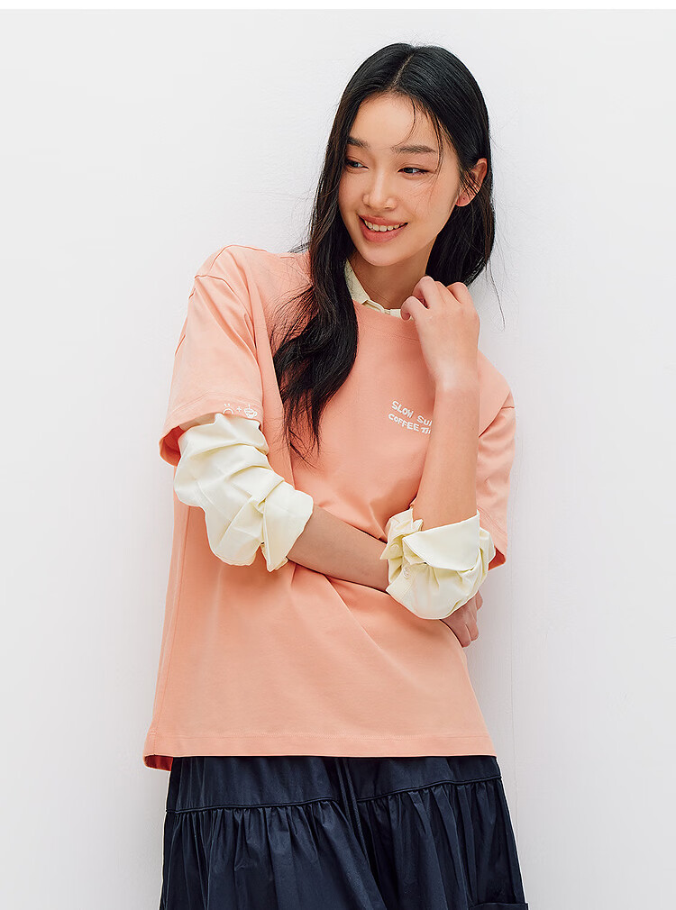 Semir Mall Style | Women's Summer Short Sleeve T-Shirt Embroidered Print Loose Drop Shoulder 2026 Boutique Clothing 101326100037 10
