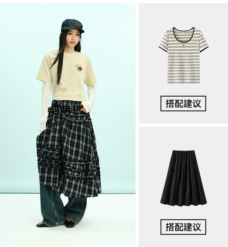 Semir Luo Xiaohei Short Sleeve T-Shirt Women Summer Moisture-Wicking Quick-Dry Cartoon Embroidered Drop Shoulder 2026 Top 109326100051 4