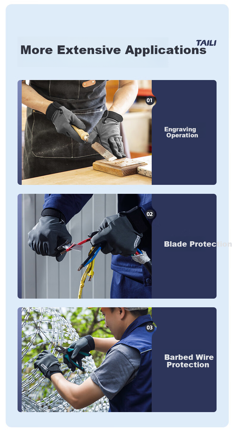 Taili Outdoor Hiking Climbing Tactical Cycling Beachcombing Sports Fitness Gardening Work Safety Anti-Cut Gloves Lightweight XL Size 15