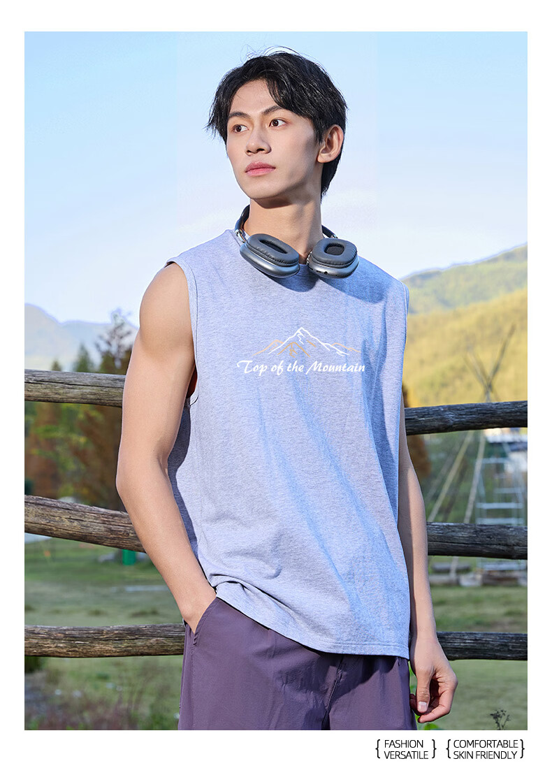 Baleno American Style Sleeveless Vest Men 2026 Summer Heavyweight Cotton Men's Fitness Sports Tank Top Youth Plus Size Sweatshirt 13