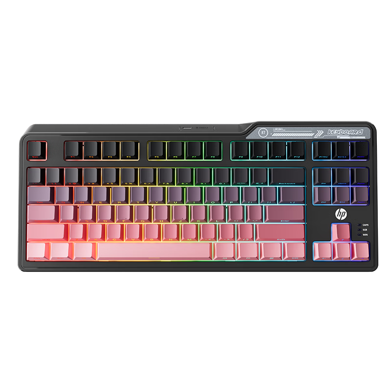 HP K120 High-Performance Mechanical Feel Keyboard Wired 87-Key Backlit Gaming and Office Keyboard for Laptop and PC Blackberry Pink Side-Printed