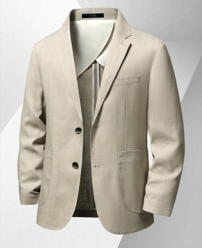 Shanshan [Natural Linen] Men's Spring Summer Thin Business Casual Blazer New Single Suit Jacket 2