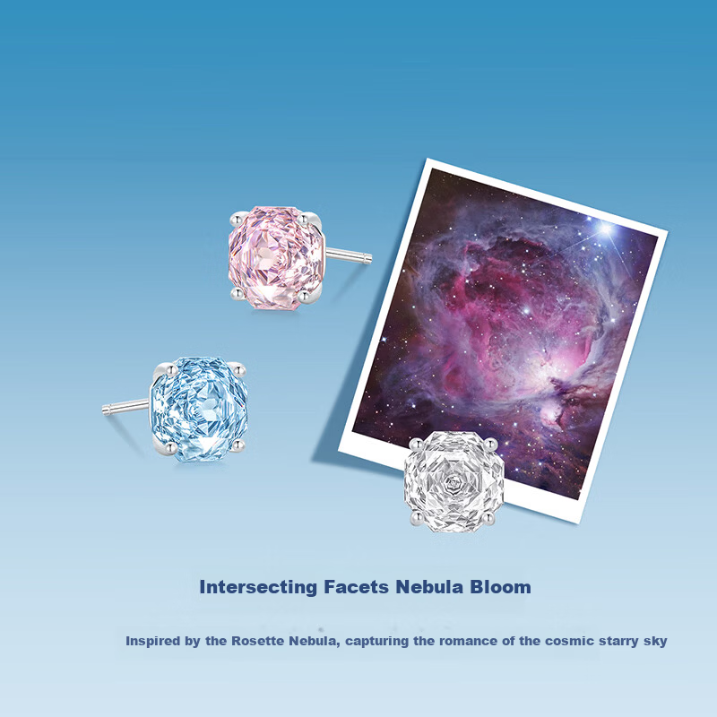 CHOW TAI SENG Rose Nebula S925 Sterling Silver Stud Earrings for Women Luxury Elegant High-End Jewelry Birthday Gift for Girlfriend