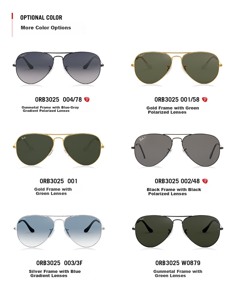 Ray-Ban Classic Aviator Series Sunglasses Driving Cycling Outdoor Glasses Unisex 0RB3025 Gift 6