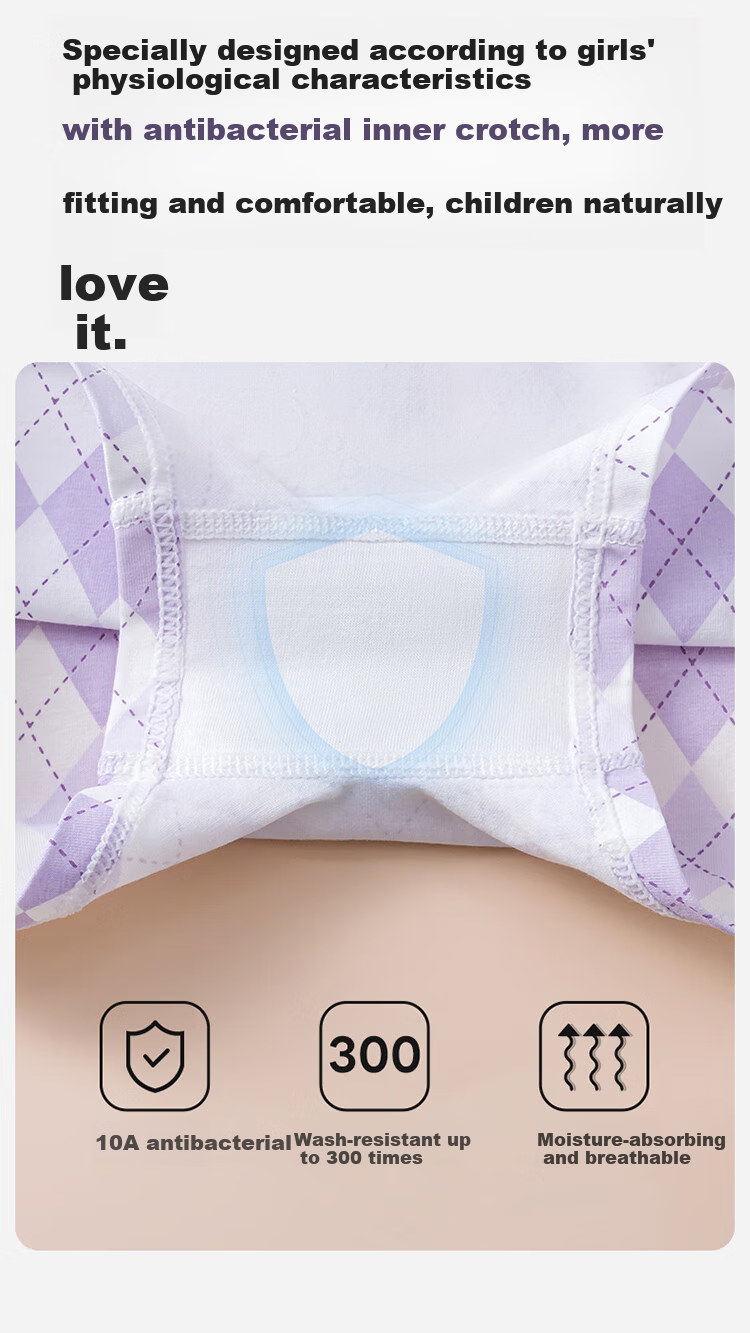 Hodo Girls' Underwear Baby Girls' Boxer Briefs 10A Antibacterial Cotton Comfortable Breathable Baby Underwear 4-Pack 6