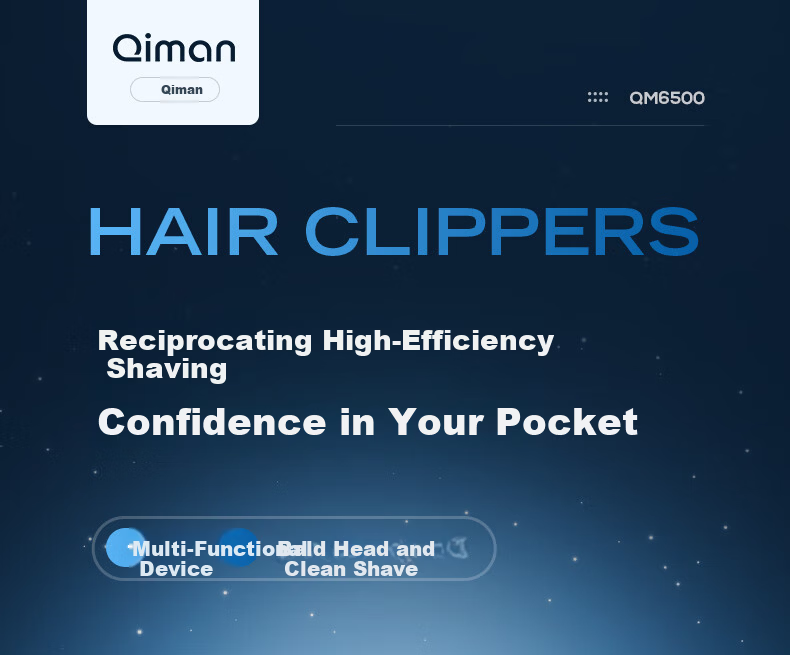 Qiman Whitening Hair Clipper Bald Head Shaving Device Electric Hair Trimmer Razor Reciprocating Shaver Self-Service Barber Shop Salon Professional Oil Head Fade Electric Hair Clipper QM6500 Gradient B 2
