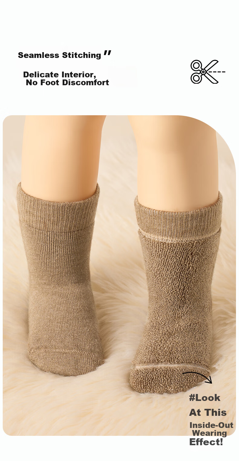 Nido Bear Children's Wool Socks Autumn Winter Warm Baby Mid-Calf Wool Socks Sheep Wool Socks for Kids 13
