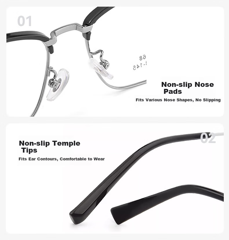 40,000km Ultra-Light Titanium Semi-Rimmed Prescription Glasses Frame for Men, Compatible with Prescription Lenses, Professional Online Customization, Blue Light Blocking Eyewear Frame 8